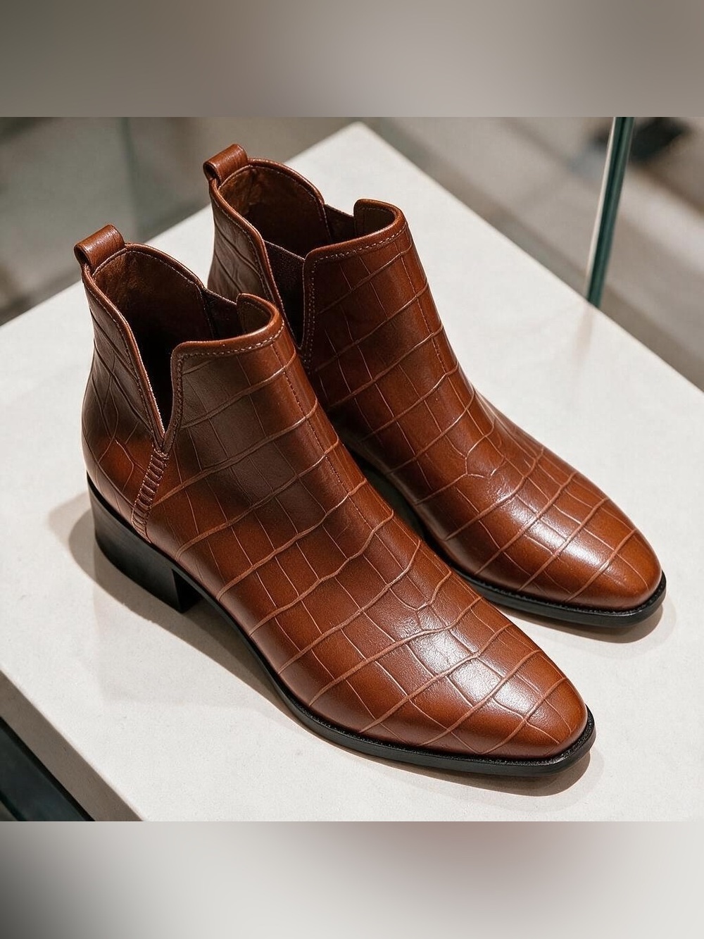 NWOT Sarto Cognac Riveted Booties